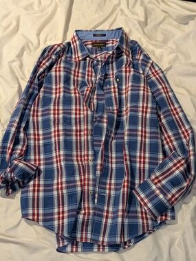 madison james Blue and Red Plaid Button-Down Shirt